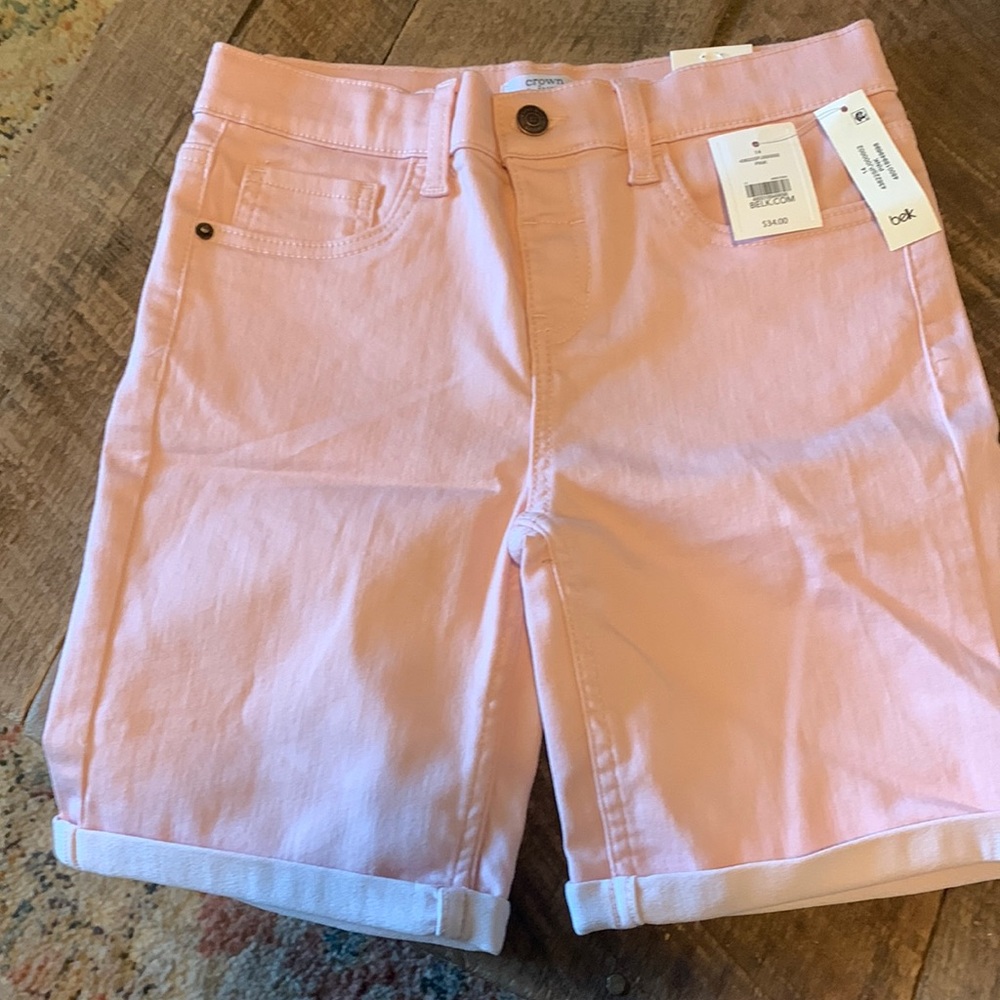 Brand new pale pink girls crown & ivy shorts size 14